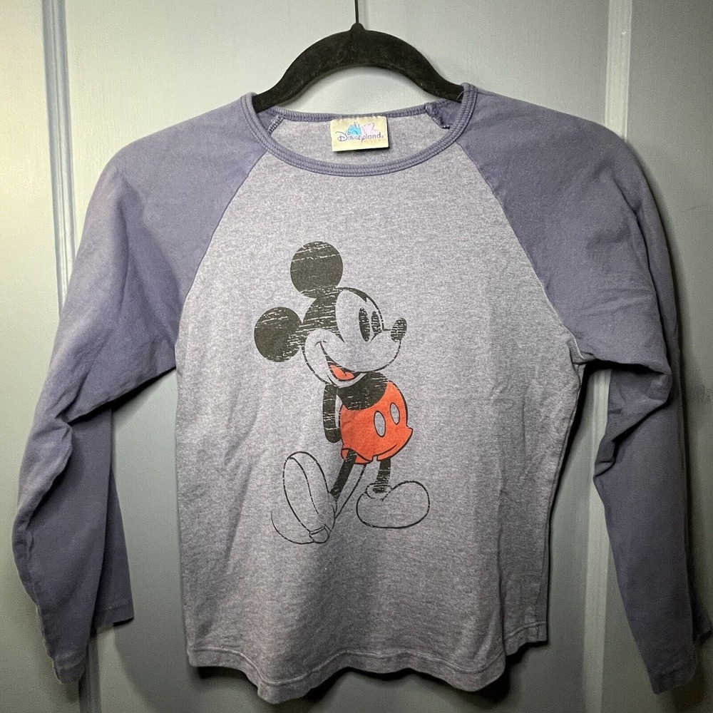 Vintage Y2K Disneyland Resorts Mickey Mouse Baseball T-shirt Women's Small Blue